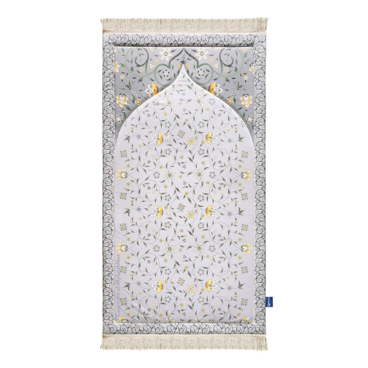 Adult Premium Padded Prayer Mat with Yellow Floral Vine Design | Urban Rugs UK