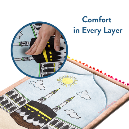 Padded Toddler Prayer Mat with Midday in Mecca Design by Urban Rugs UK
