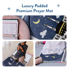 Padded Toddler Prayer Mat with Midnight in Mecca Design by Urban Rugs UK | A beautiful Ramadan and Eid gift for loved ones