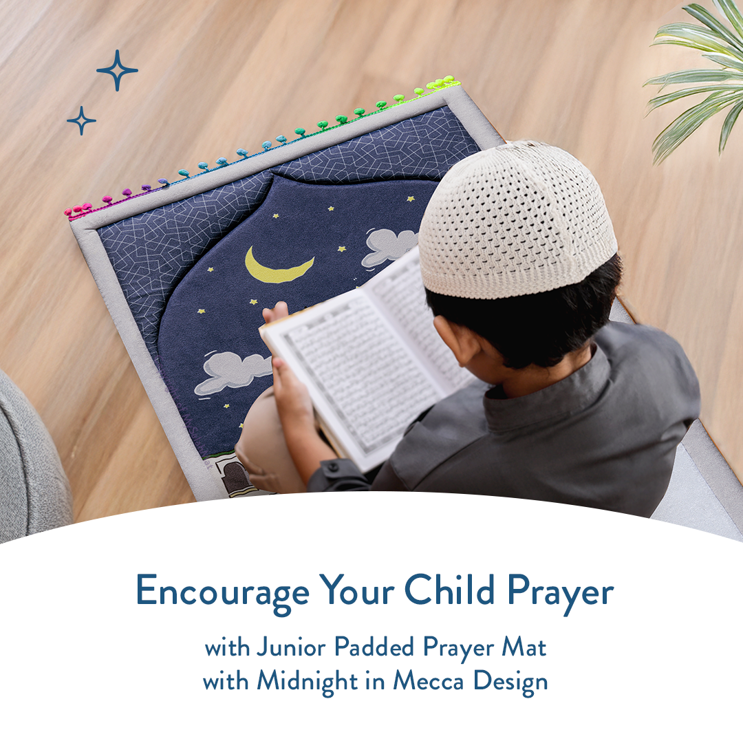 Padded Toddler Prayer Mat with Midnight in Mecca Design by Urban Rugs UK