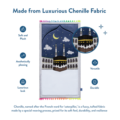 Padded Toddler Prayer Mat with Midnight in Mecca Design by Urban Rugs UK