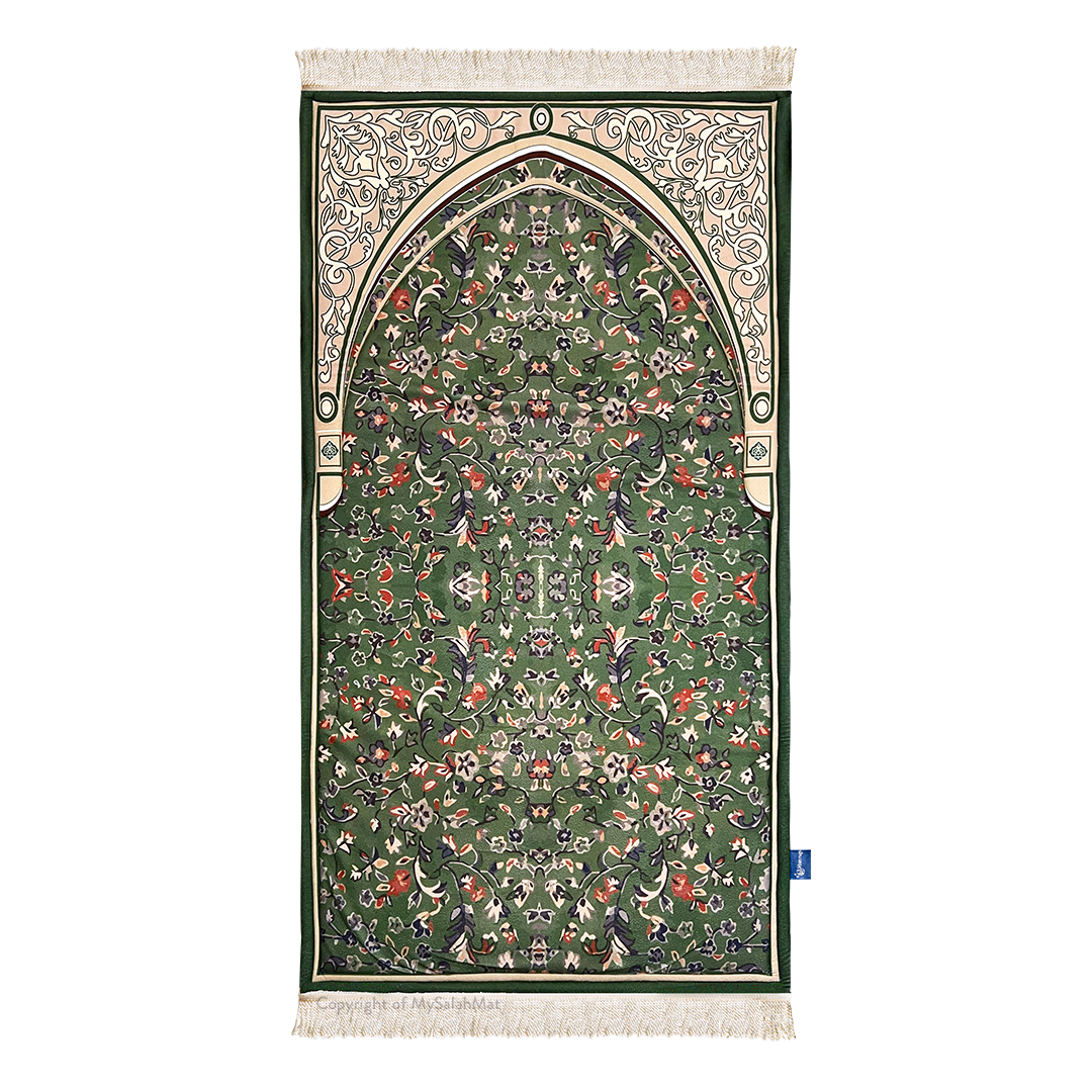Adult Padded Prayer Mat with Madinah Arch Design
