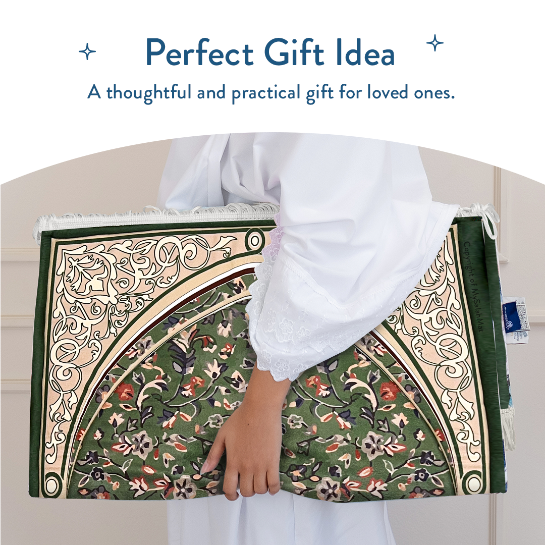 Adult Padded Prayer Mat with Madinah Arch Design by Urban Rugs UK