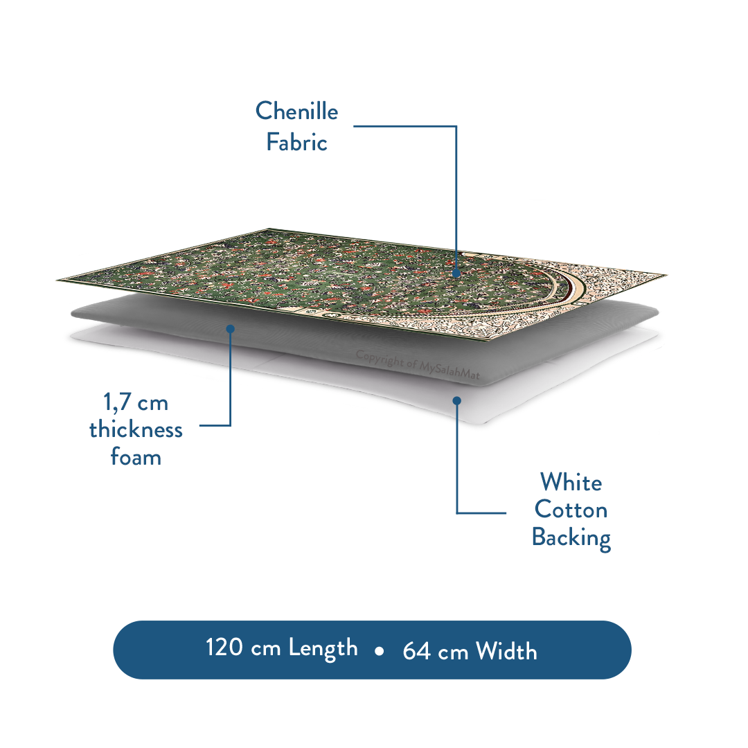 Adult Padded Prayer Mat with Madinah Arch Design by Urban Rugs UK