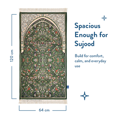 Adult Padded Prayer Mat with Madinah Arch Design by Urban Rugs UK