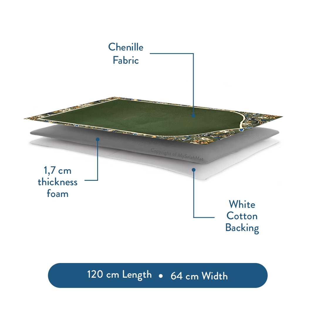 Adult Padded Prayer Mat with Madinah Elegance Design by Urban Rugs UK | A beautiful Ramadan and Eid gift for loved ones