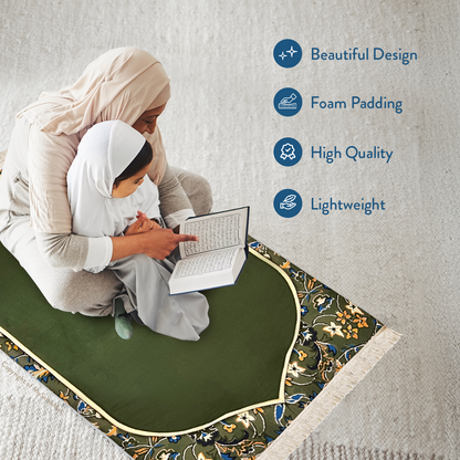 Adult Padded Prayer Mat with Madinah Elegance Design by Urban Rugs UK