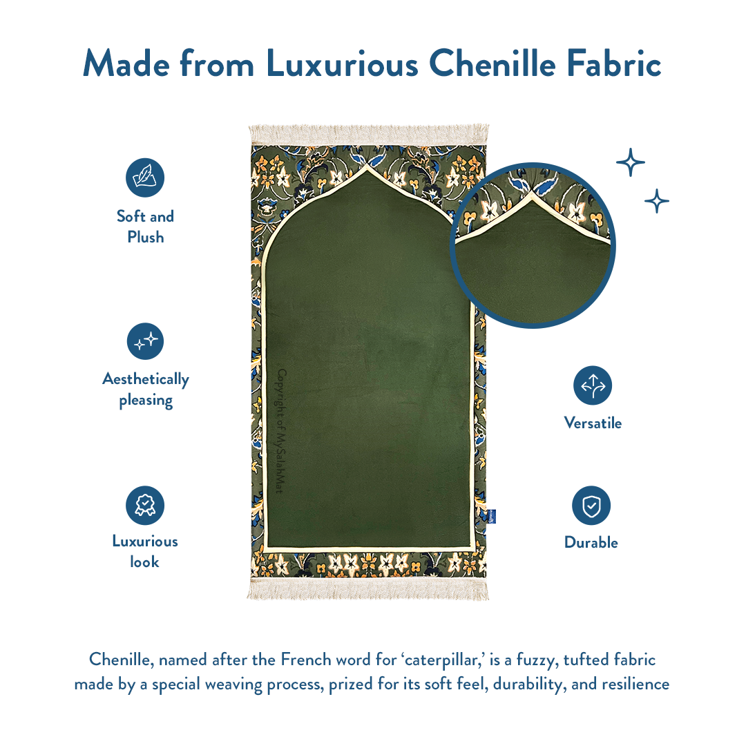 Adult Padded Prayer Mat with Madinah Elegance Design by Urban Rugs UK