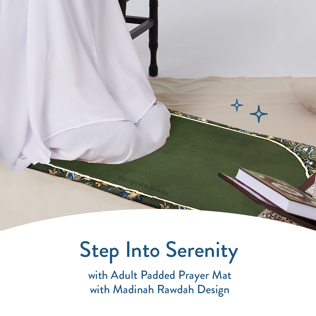 Adult Padded Prayer Mat with Madinah Rawdah Design by Urban Rugs UK