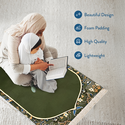 Adult Padded Prayer Mat with Madinah Rawdah Design by Urban Rugs UK