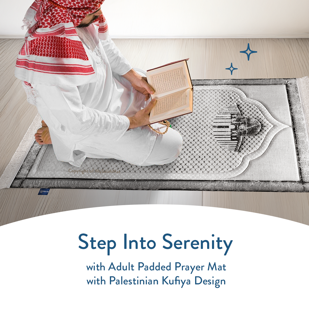 Adult Padded Prayer Mat with Palestinian Kufiya Design by Urban Rugs UK