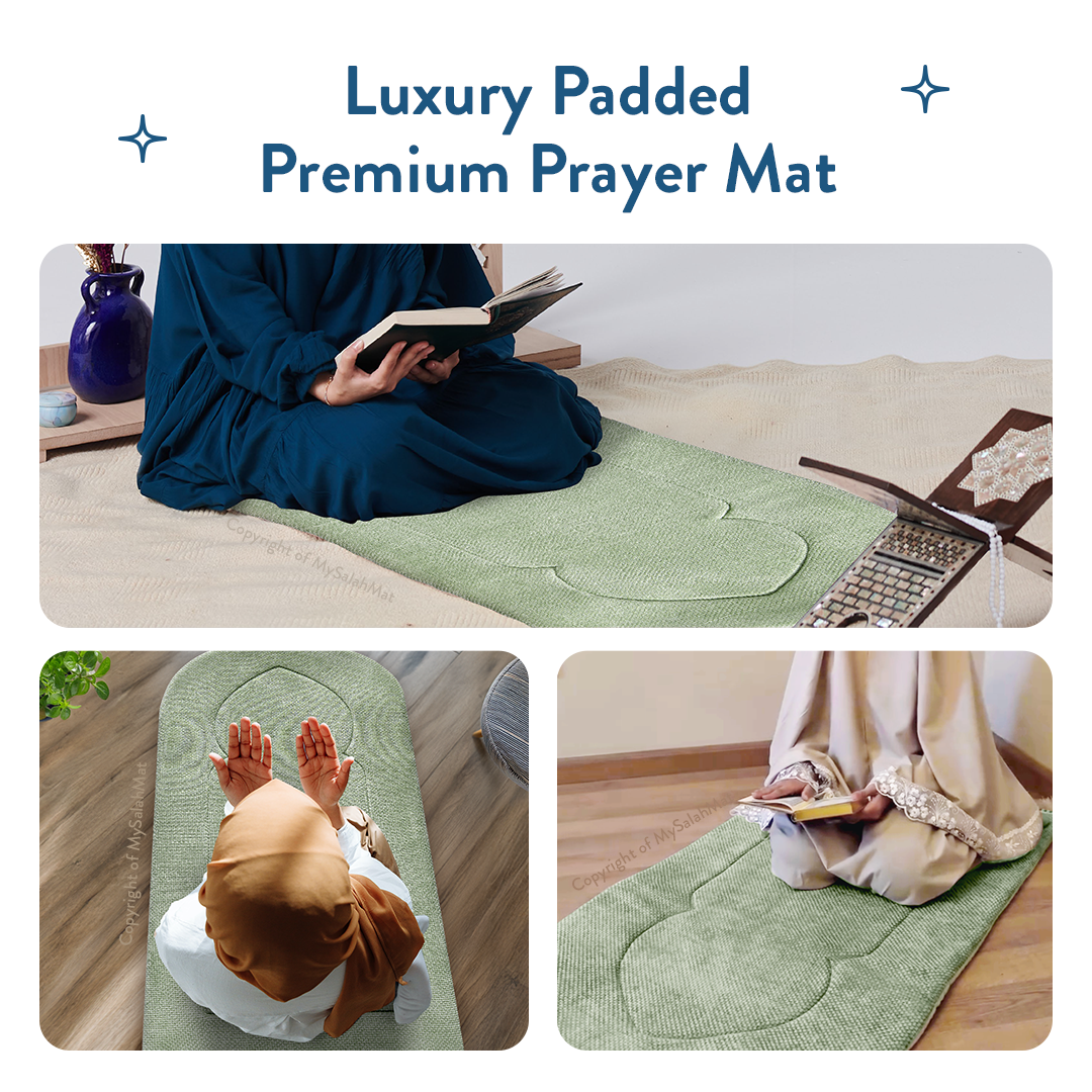Adult Padded Prayer Mat with Luxury Sage Arch Design by Urban Rugs UK