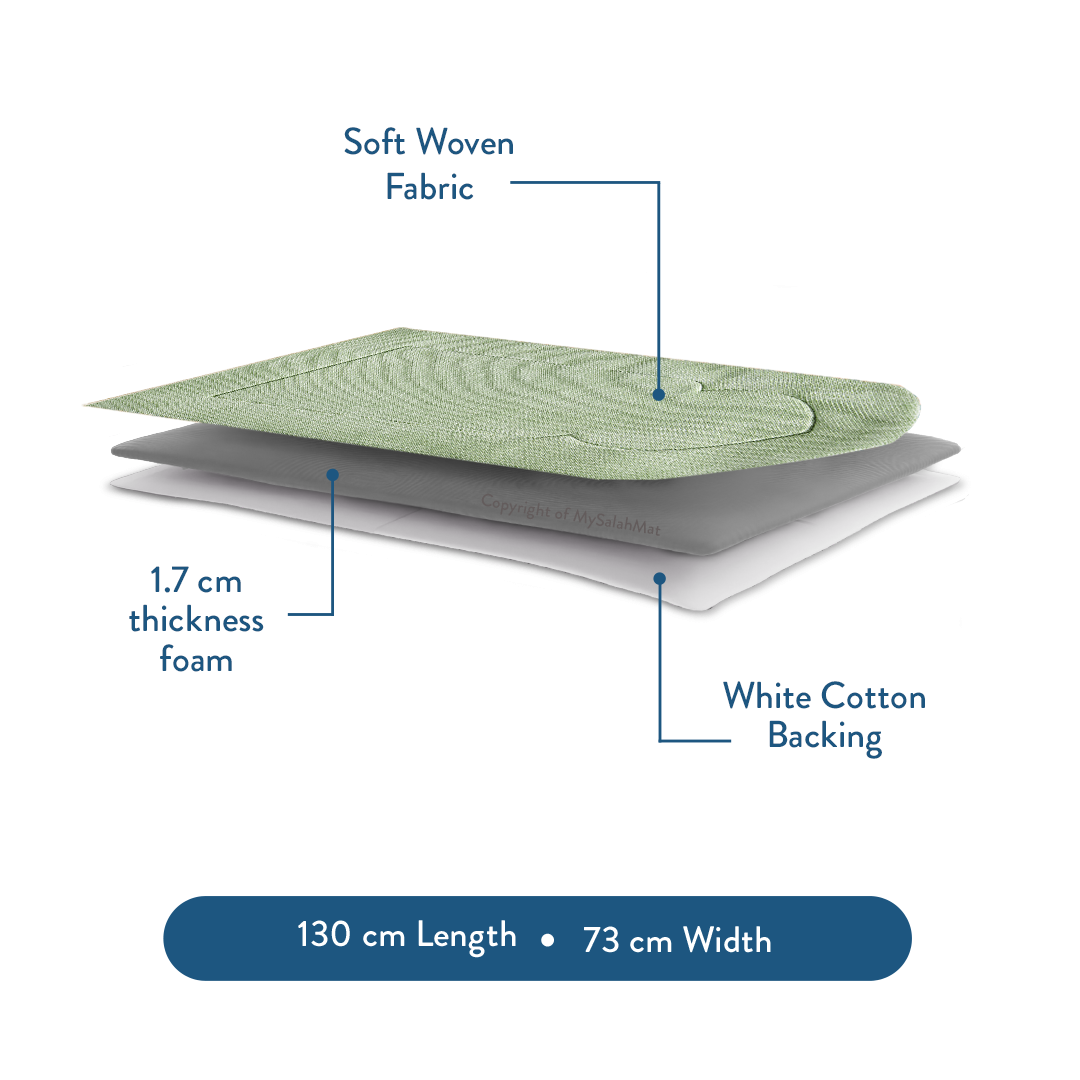 Adult Padded Prayer Mat with Luxury Sage Arch Design by Urban Rugs UK | A beautiful Ramadan and Eid gift for loved ones