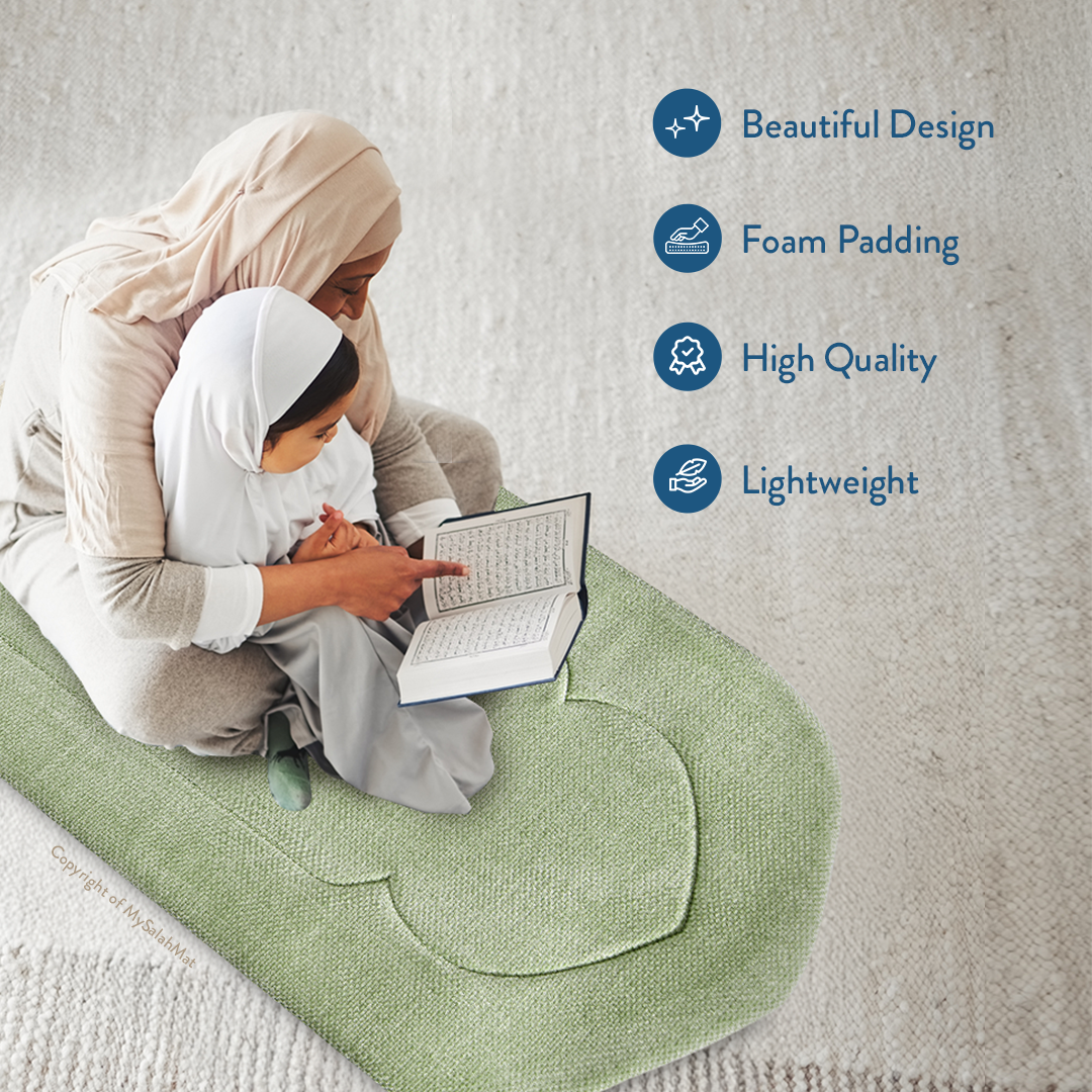 Adult Padded Prayer Mat with Luxury Sage Arch Design by Urban Rugs UK