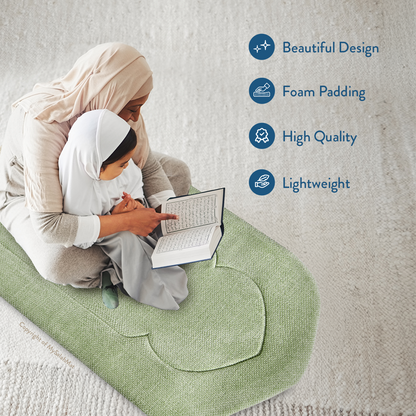 Adult Padded Prayer Mat with Luxury Sage Arch Design by Urban Rugs UK