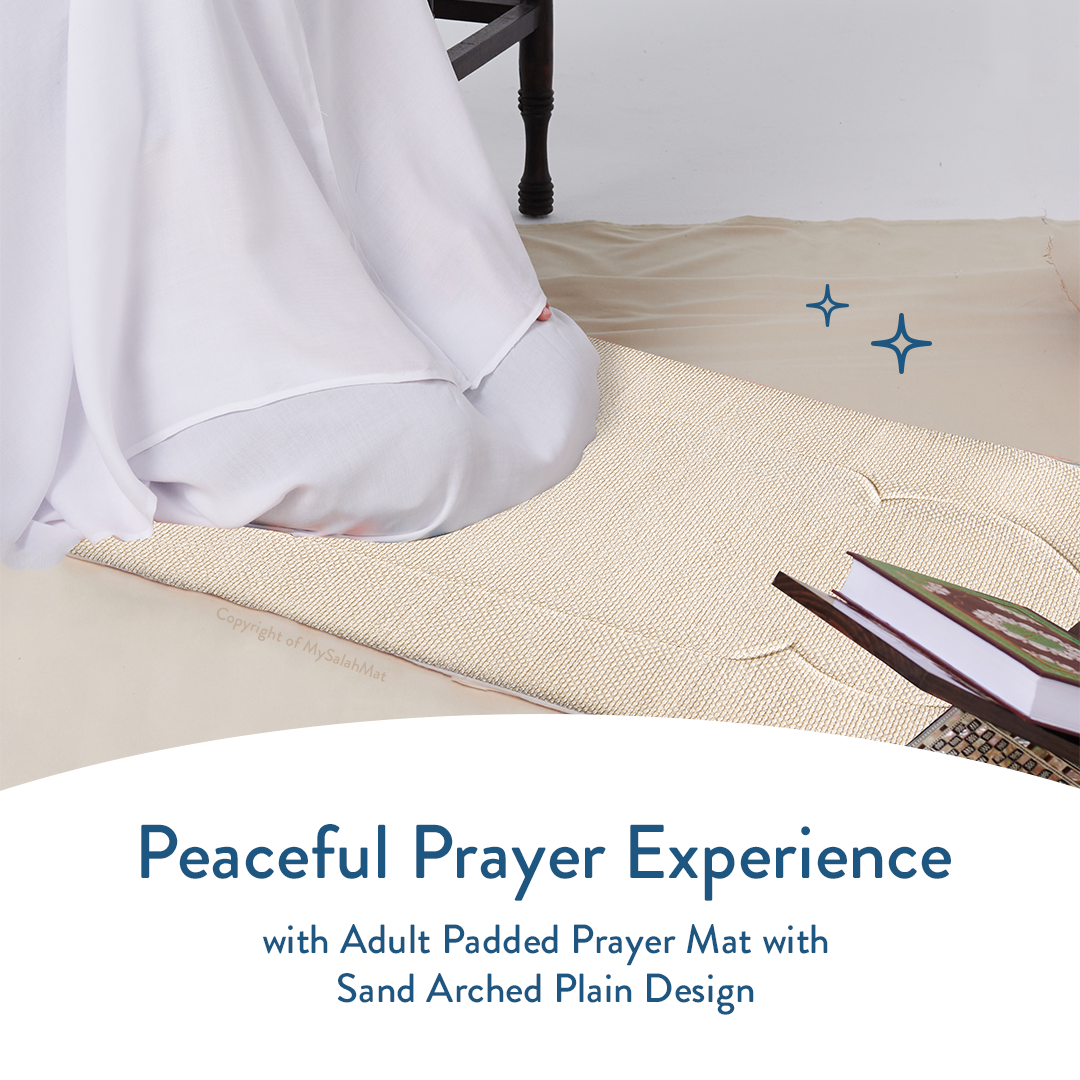 Padded Prayer Mat with Luxury Sand Arched Design by Urban Rugs UK | A beautiful Ramadan and Eid gift for loved ones
