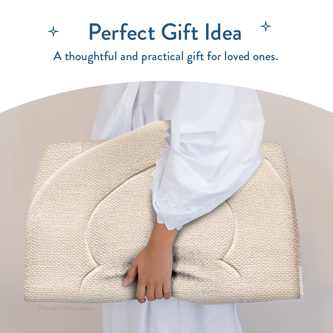 Padded Prayer Mat with Luxury Sand Arched Design by Urban Rugs UK | A beautiful Ramadan and Eid gift for loved ones