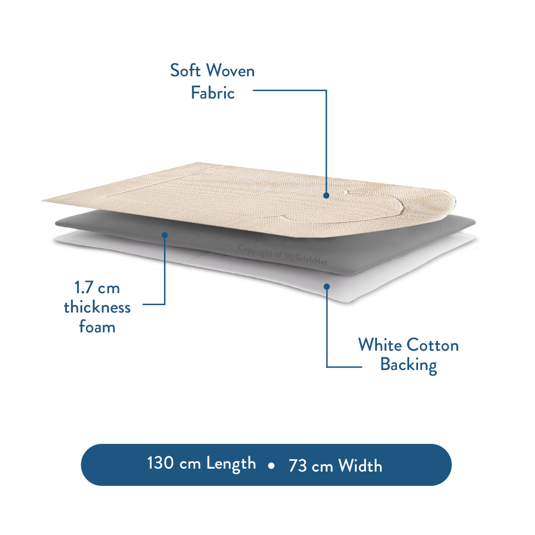 Padded Prayer Mat with Luxury Sand Arched Design by Urban Rugs UK | A beautiful Ramadan and Eid gift for loved ones