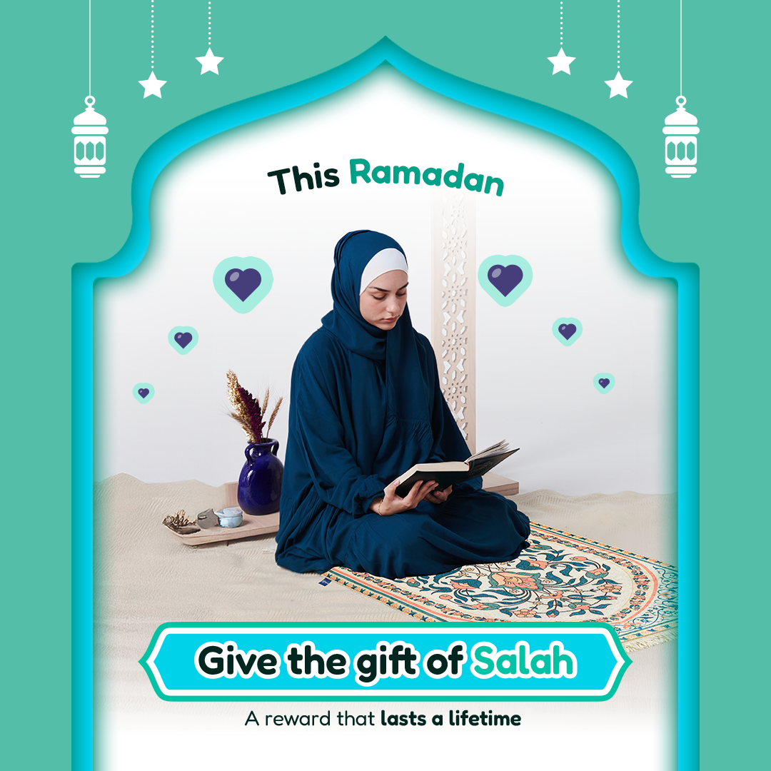 Adult Padded Prayer Mat with Teal and Coral Floral Design | Urban Rugs UK | A beautiful Ramadan and Eid gift for loved ones