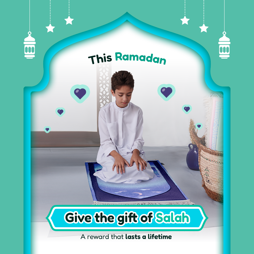Padded Kids Prayer Mat with Twilight Masjid Design | Urban Rugs UK | A beautiful Ramadan and Eid gift for loved ones