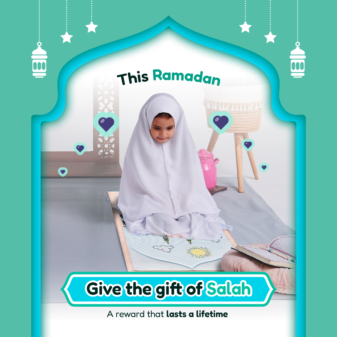 Padded Toddler Prayer Mat with Midday in Mecca Design by Urban Rugs UK | A beautiful Ramadan and Eid gift for loved ones