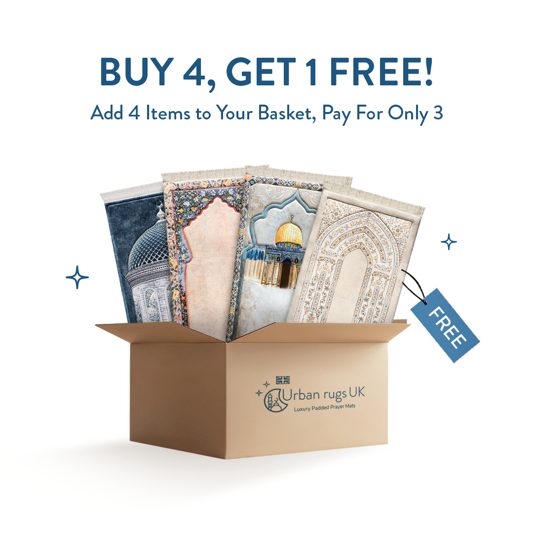 Adult Padded Prayer Mat with Andalus Flowers Design by Urban Rugs UK | A beautiful Ramadan and Eid gift for loved ones