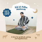 Adult Padded Prayer Mat with Madinah Elegance Design by Urban Rugs UK | A beautiful Ramadan and Eid gift for loved ones