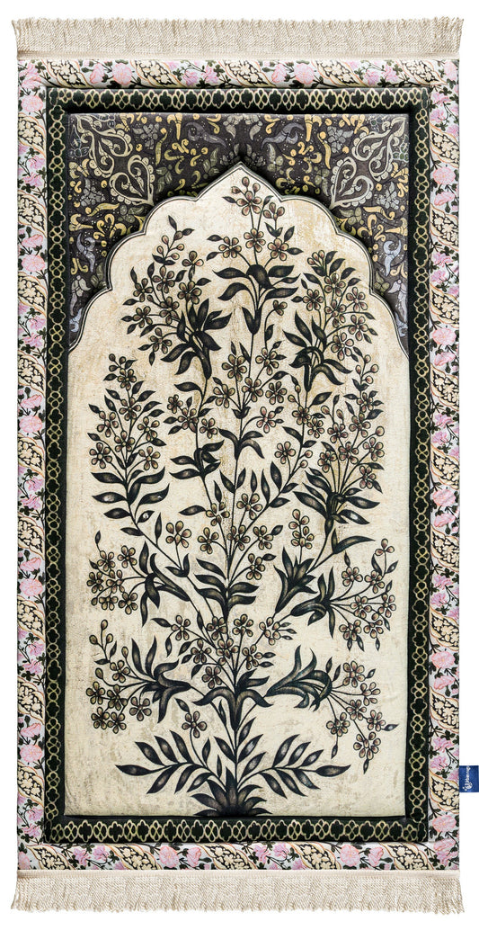 Adult Premium Padded Prayer Mat with Vintage Botanical Design