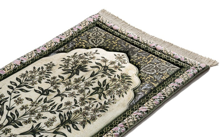 Adult Premium Padded Prayer Mat with Vintage Botanical Design