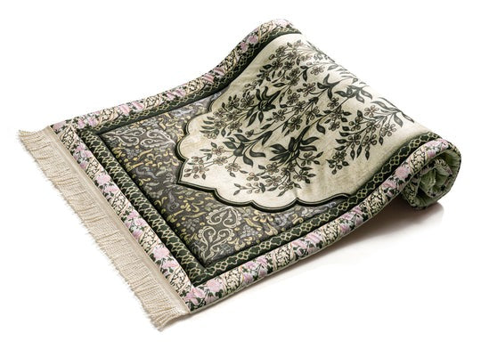 Adult Premium Padded Prayer Mat with Vintage Botanical Design