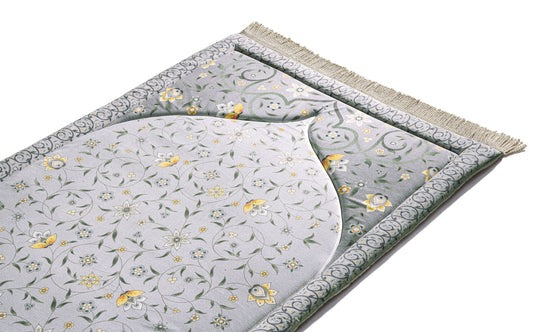 Adult Premium Padded Prayer Mat with Yellow Floral Vine Design