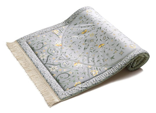 Adult Premium Padded Prayer Mat with Yellow Floral Vine Design