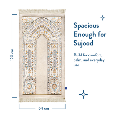 Padded prayer mat with antique Indian arch design - Urban Rugs UK
