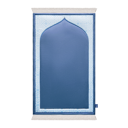 Junior premium padded prayer mat featuring Classic blue design by Urban Rugs UK