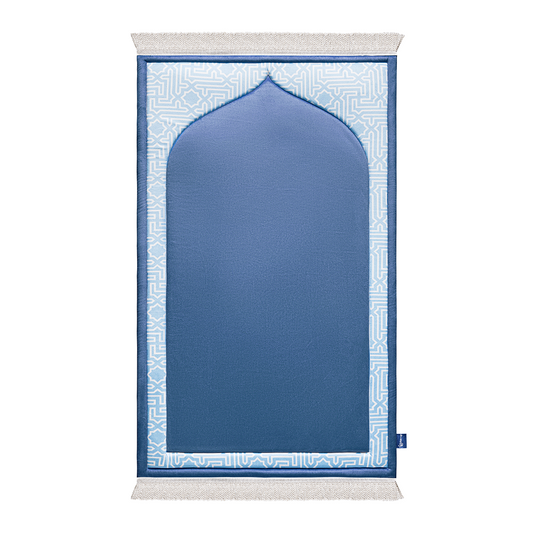 Junior premium padded prayer mat featuring Classic blue design by Urban Rugs UK