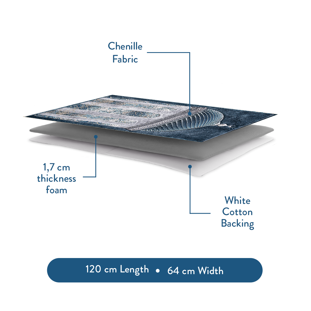 Adult Padded Prayer Mat with Crystal Dome Design by Urban Rugs UK