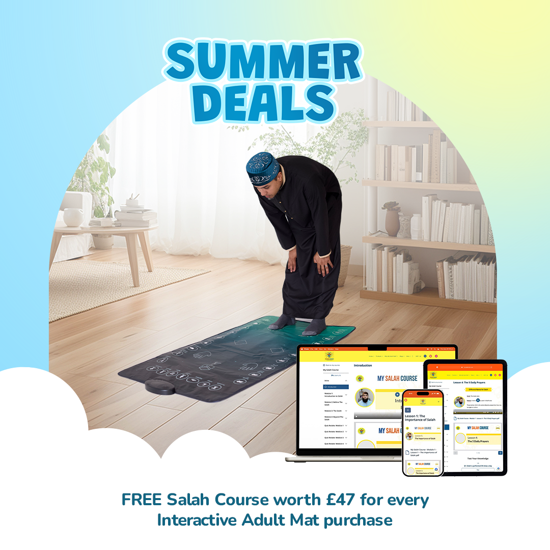 Adults & Reverts Interactive Prayer Mat (Teal) | Learn Salah Step by Step