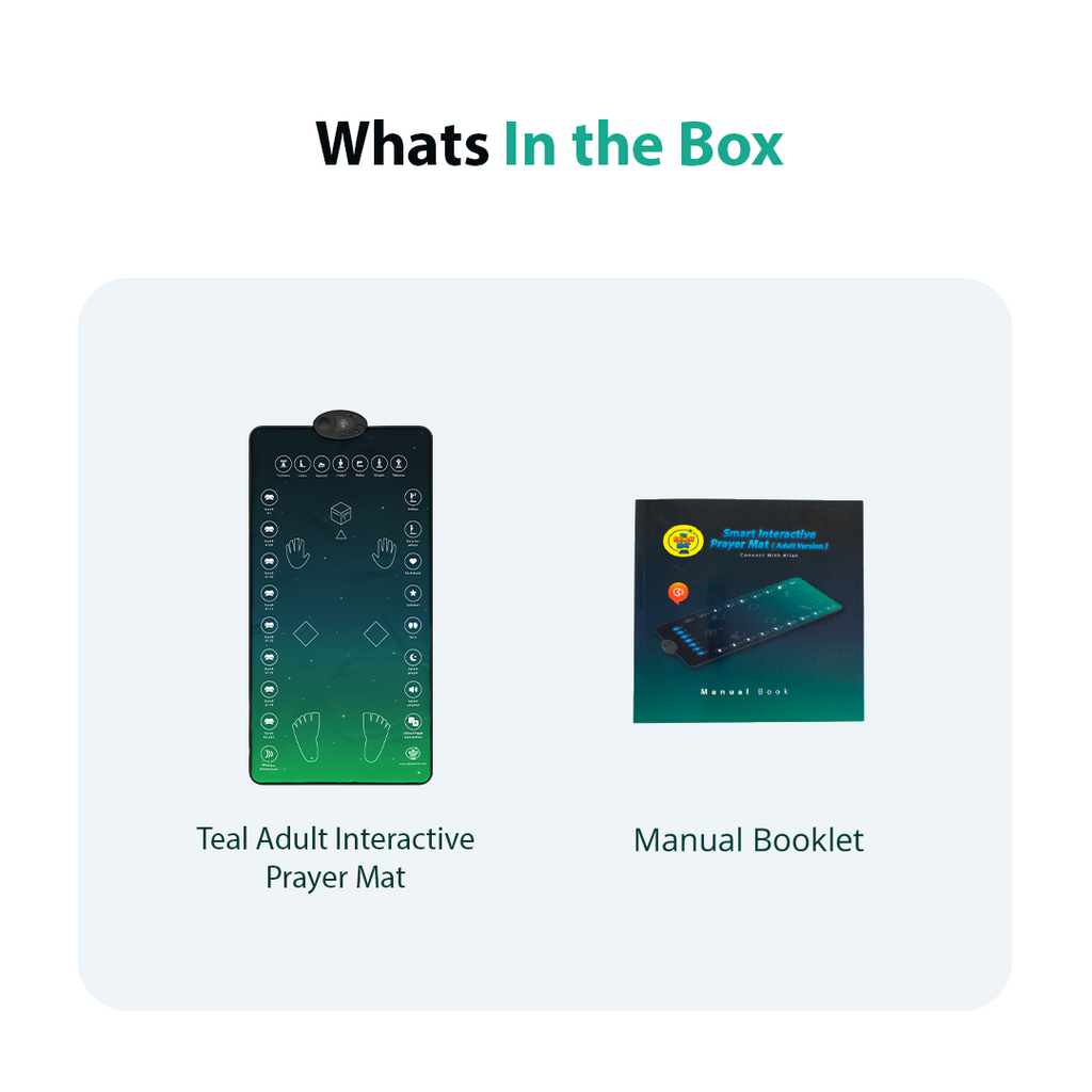 Adults & Reverts Interactive Prayer Mat (Teal) | Learn Salah Step by Step