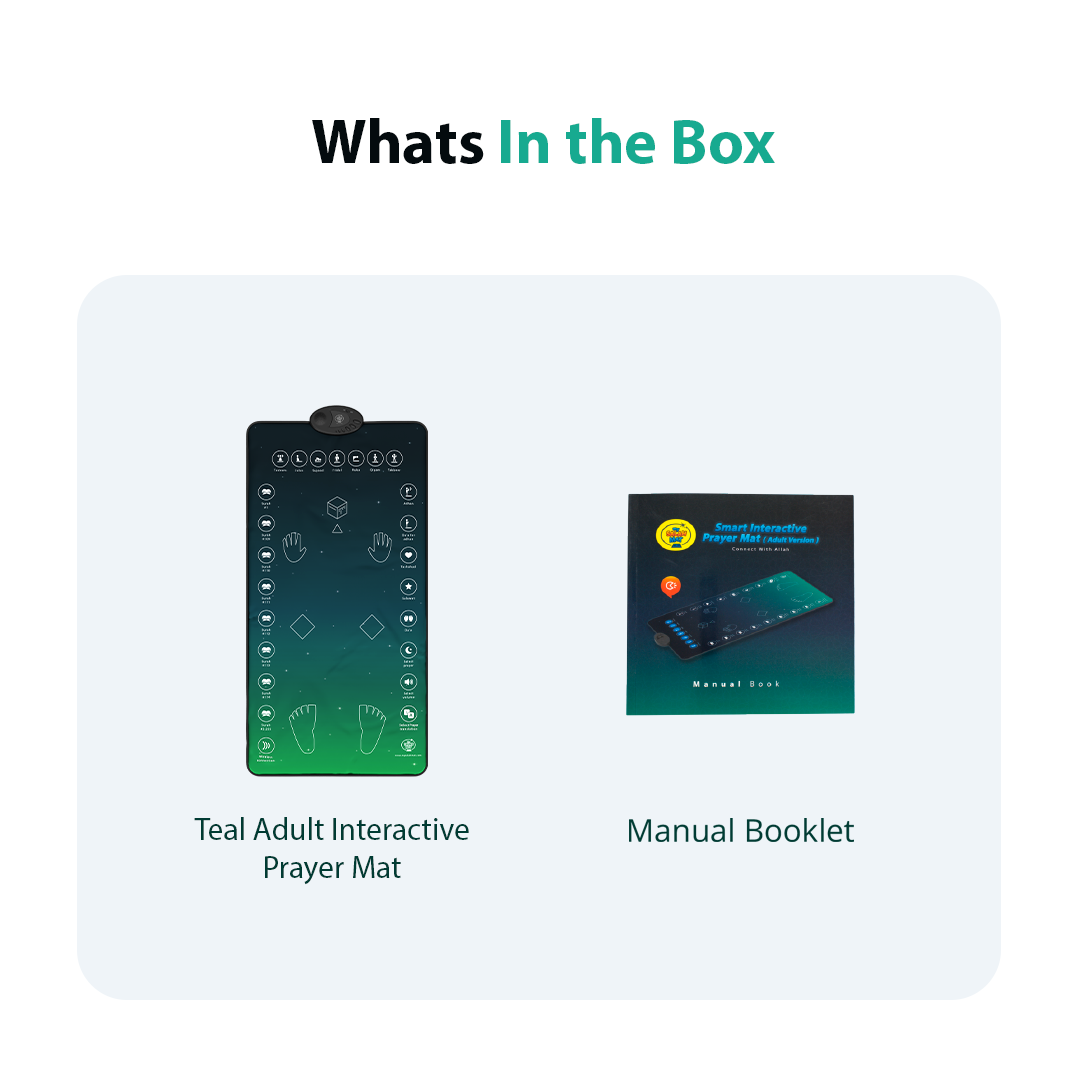 Adults & Reverts Interactive Prayer Mat (Teal) | Learn Salah Step by Step