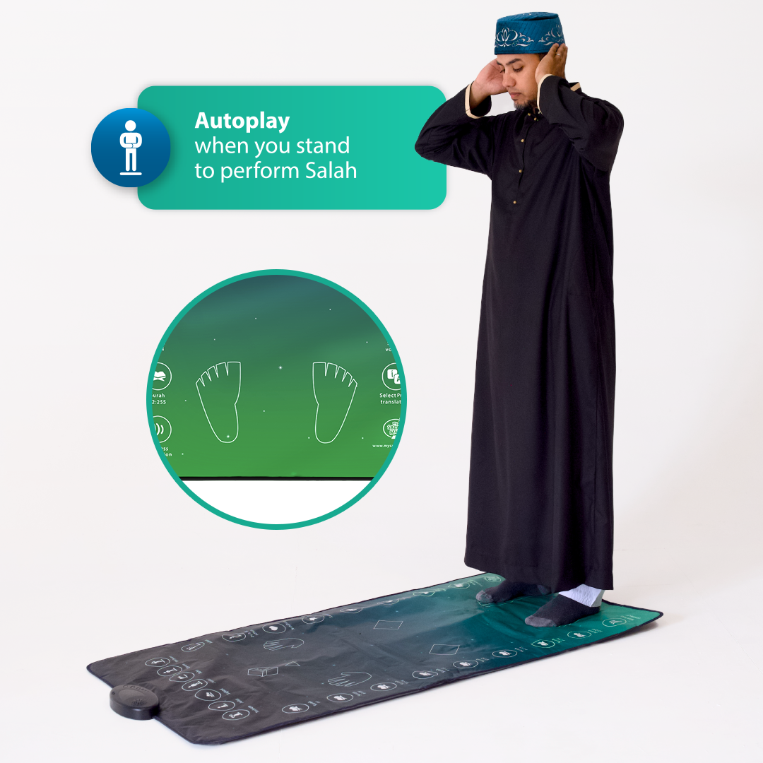 Adults & Reverts Interactive Prayer Mat (Teal) | Learn Salah Step by Step
