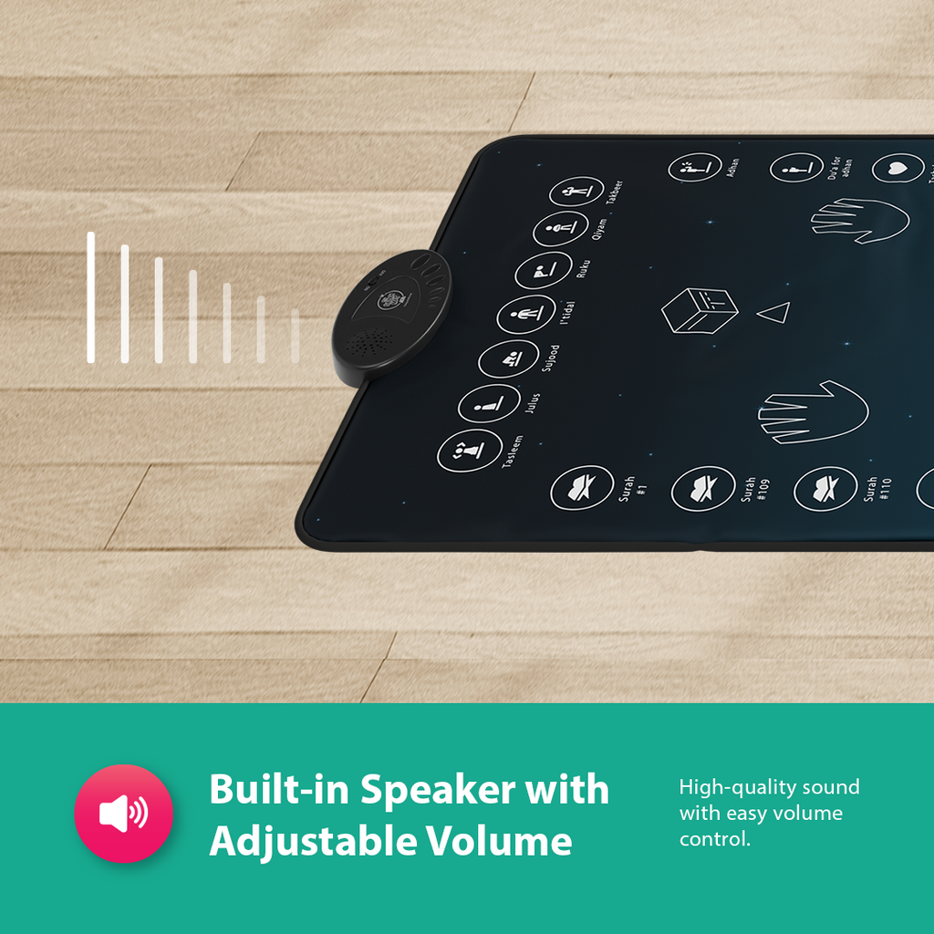 Adults & Reverts Interactive Prayer Mat (Teal) | Learn Salah Step by Step
