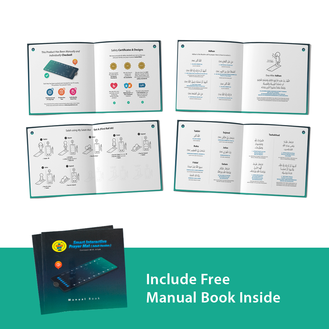 Adults & Reverts Interactive Prayer Mat (Teal) | Learn Salah Step by Step