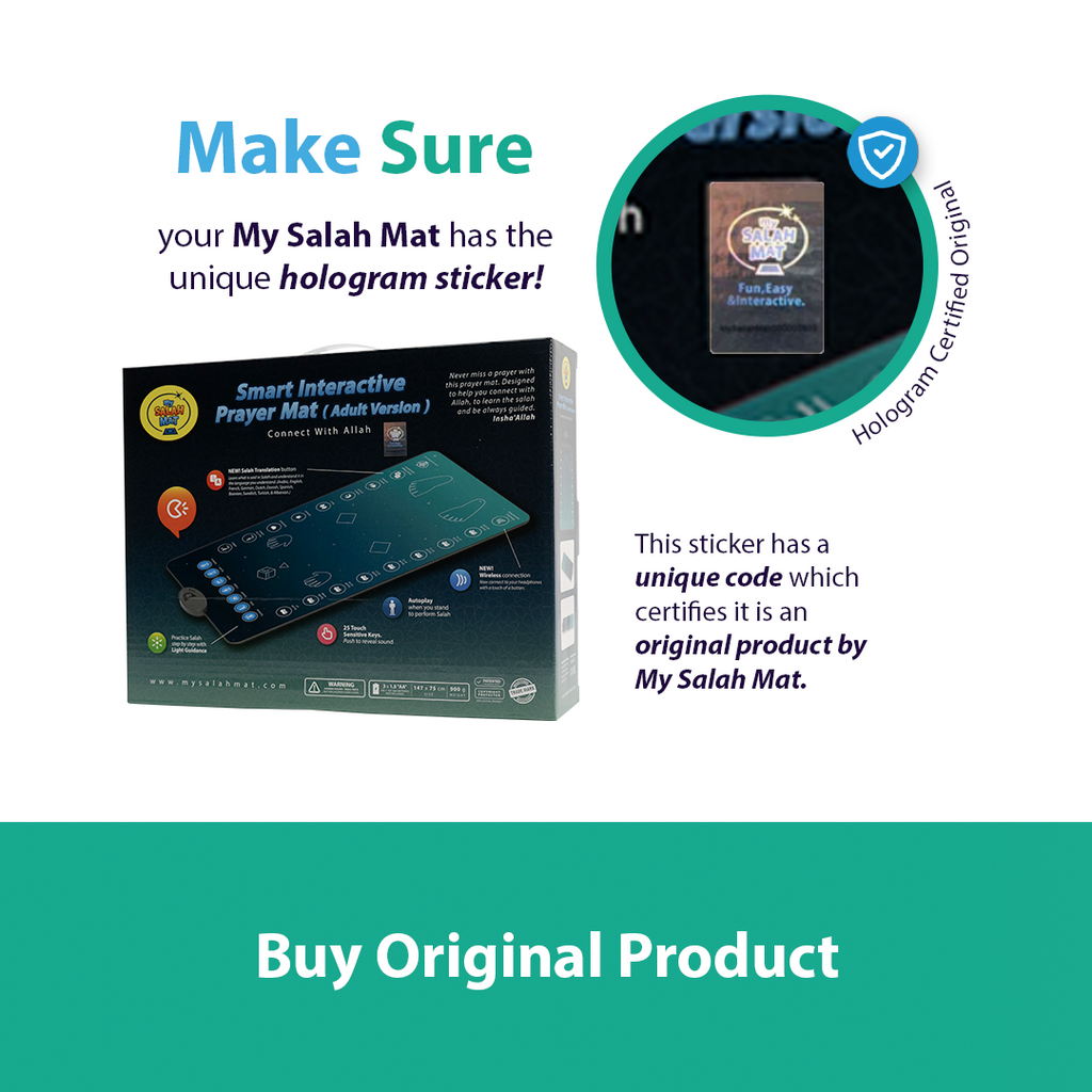 Adults & Reverts Interactive Prayer Mat (Teal) | Learn Salah Step by Step