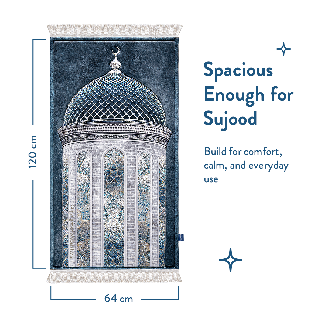 Adult Padded Prayer Mat with Crystal Dome Design by Urban Rugs UK